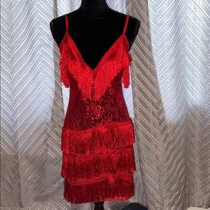 Red lace dress